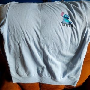 Disney stitch long sleeve crew neck pale blue sweatshirt, large